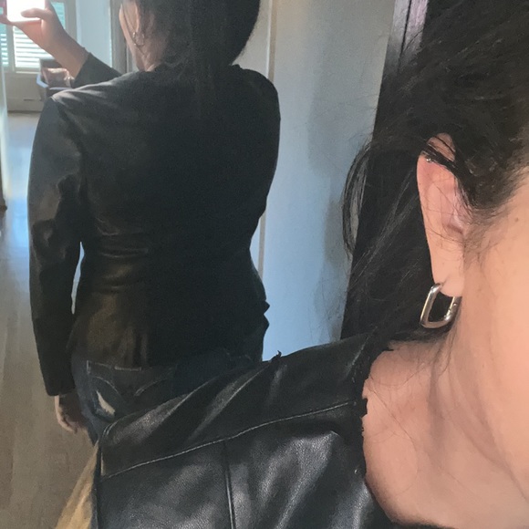 Zara faux leather black peplum jacket size large (**see description) - Picture 3 of 13